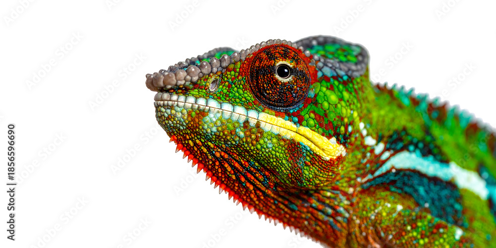 Obraz premium Close Up Chameleon Head Isolated on Transparent Background