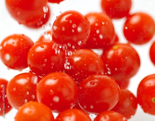Wallpaper Mural Fresh cherry tomatoes with water droplets on white background Torontodigital.ca
