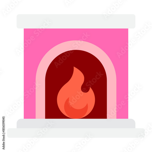 Fireplace Illustration with Flame