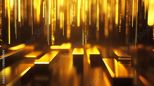 Wallpaper Mural Ultra-realistic golden finance background with stock market graphs, money, gold bars, candlestick charts, luxury infographic design. Torontodigital.ca