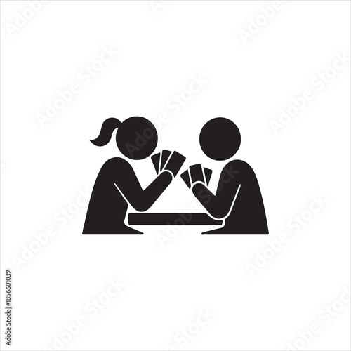  Silhouette people playing cards game illustration Vector illustration