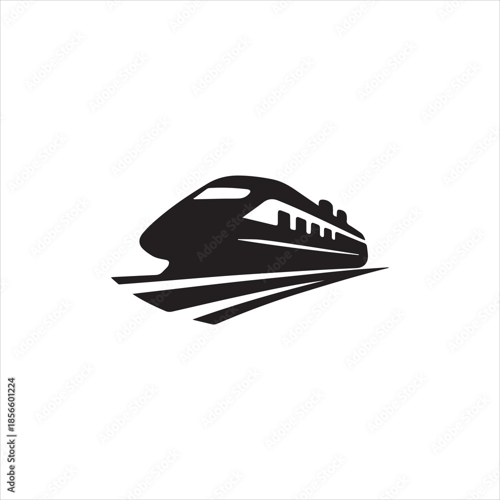 Naklejka premium Silhouette modern high speed train transportation vector illustration