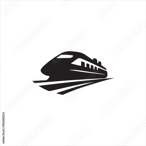  Silhouette modern high speed train transportation vector illustration