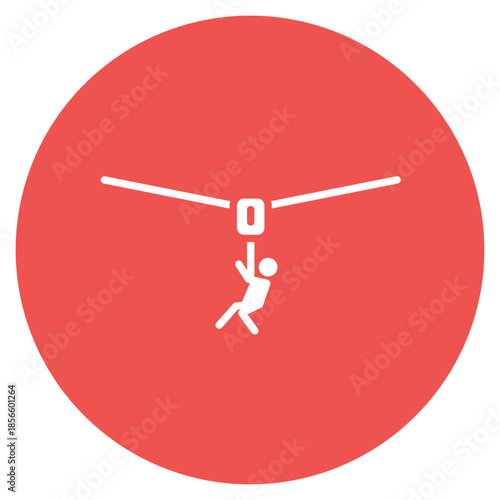 Zip Lining icon vector image. Can be used for Adventure.