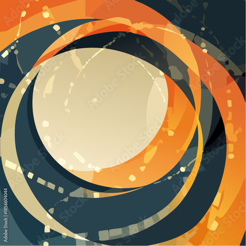 Create a decorative vector artwork with abstract circular shapes layered round elements