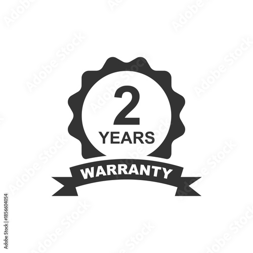 2 years warranty icon. 2 years warranty badge vector design. 2 year warranty label. Product protection and quality assurance emblem