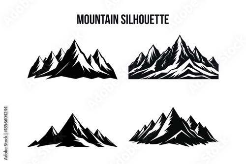 mountain silhouette, nature landscape, icon, vector