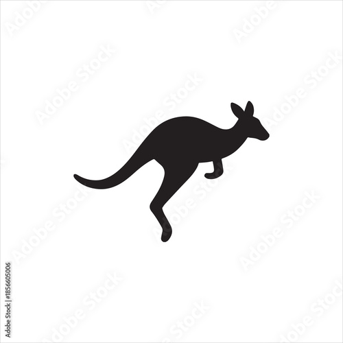  Silhouette kangaroo leaping forward flat design vector illustration