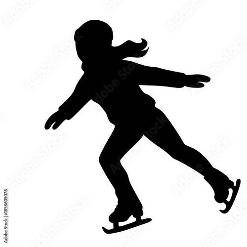 silhouette of a women playing ice skating. ice skating sport
