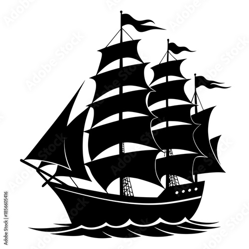 Historic Sailing Ship Silhouette Vector”