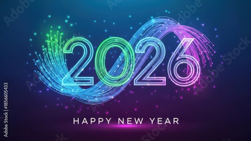 New Year 2026 design, 2026 New Year design template with a fiber optic cable