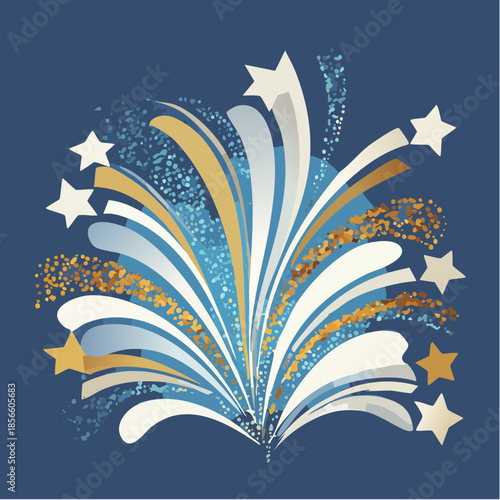 Create a Symmetrical Abstract Decorative Vector Composition Focusing on Balanced Mirrored Shapes and Stars