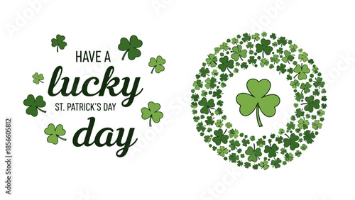 Lucky St. Patrick's Day Greeting with Shamrock Wreath and Text