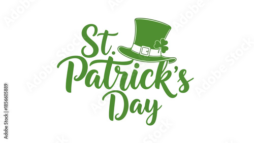 St. Patrick's Day festive greeting with traditional green hat and clover shamrock