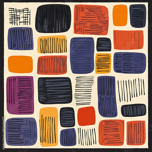 Wallpaper Mural Tile or carpet pattern background with decorative, symmetrical elements. Ideal for wallpaper, textiles, or digital design projects. Torontodigital.ca