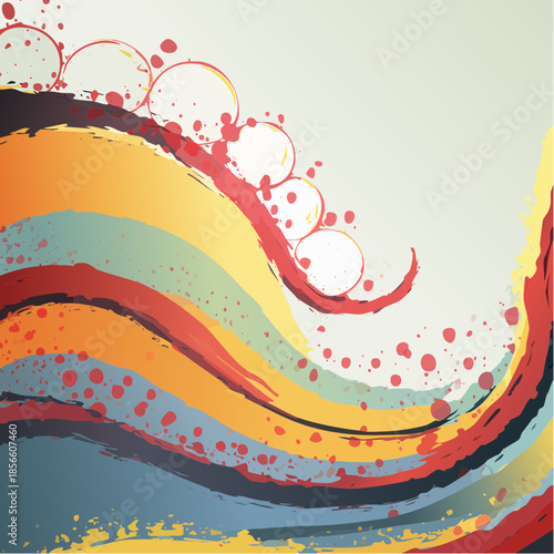 Vibrant Abstract Composition Featuring Firefly, Colorful Swirling Patterns and Energetic Decorative Elements in a Joyful Vector Design