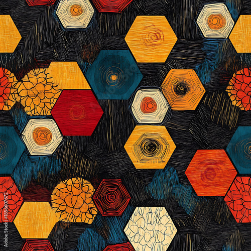 Tile or carpet pattern background with decorative, symmetrical elements. Ideal for wallpaper, textiles, or digital design projects.