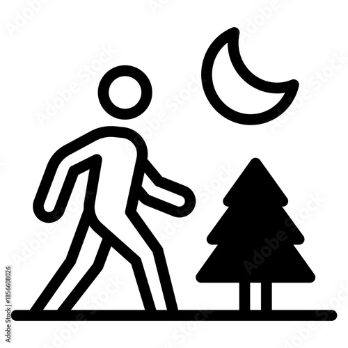 Night Walking with Christmas Tree