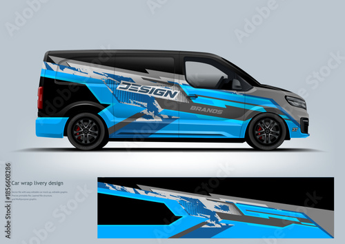 Stylish automotive wrap design showcasing dynamic stripe elements on a modern hatchback vehicle. Suitable for visual presentations related to transportation, vehicle customization, and graphic design 