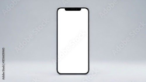 Modern smartphone with blank screen on gray background