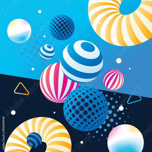 Colorful cosmic orbs in space. Abstract Background