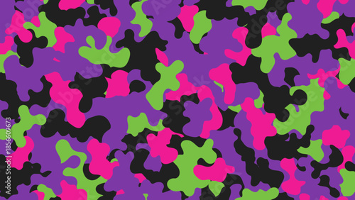 Vibrant Neon Camouflage Pattern - Abstract Digital Art with Bold Colors