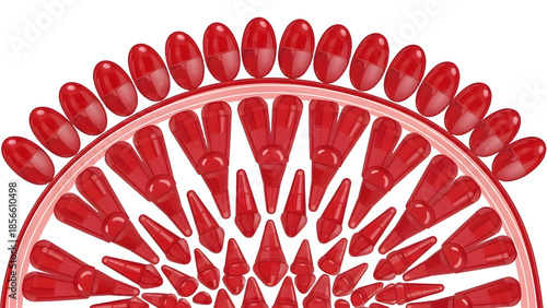 Red plastic clothespins on a circular drying rack isolated on white background, perfect for laundry and organization