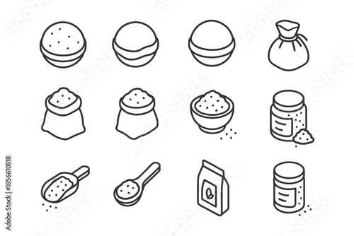 Black and white line icons of sugar and spice containers.