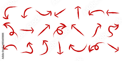 Hand drawn organic arrow set. Hand drawn arrow vector icons set. sketch arrow design for business plan and education. Isolated vector arrows, hand drawn on a white background