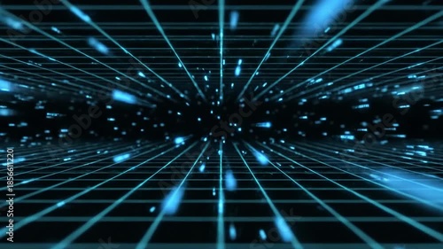 Wallpaper Mural Vast technological grid pulsating with vibrant light particles, creating an immersive journey through an abstract digital realm of information flow Torontodigital.ca