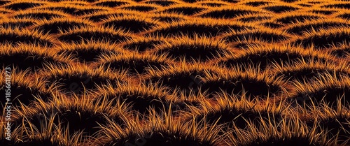 Silhouette of continuous, undulating grass, seamless texture,  field,  vector