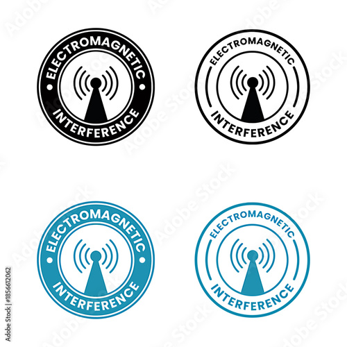 Electromagnetic Interference Warning Labels Set Design