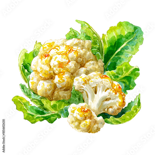 Watercolor illustration of Cauliflower Wings, vector artwork, isolated on white background.