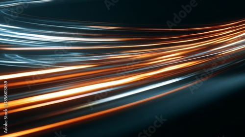 Wallpaper Mural Close-up of flowing, glowing lines of orange and blue light against a dark background, suggesting speed and energy Torontodigital.ca