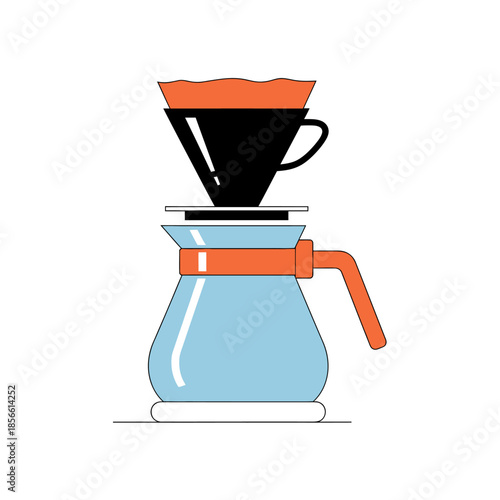 Minimalist brewing setup showcasing a pour over coffee preparation method with clean lines