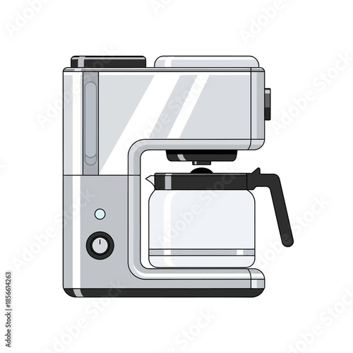 Sleek coffee maker illustration conveying morning routine with minimalist design simplicity