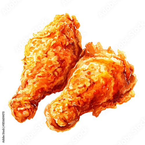 A watercolor painting of Fried Chicken, vector illustration on white background.