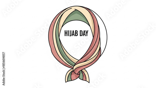 Hijab day celebration, colorful headscarf tied in knot, symbolizing cultural diversity and religious identity, international women's rights
