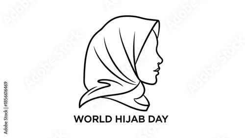 World hijab day celebration with a woman wearing a hijab headscarf profile view
