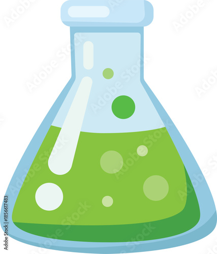Green Bubbling Chemistry Flask Vector Icon Laboratory Science Experiment Potion Cartoon Test Tube