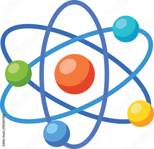 Science Atomic Model Icon Vibrant Nucleus Electrons Orbitals Physics Chemistry Technology