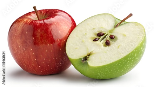 red and green apples isolated white