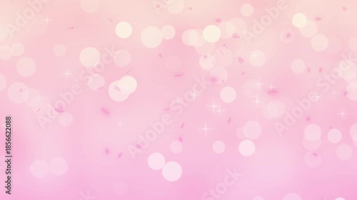 花びら　桜　玉ボケ　ピンク　ループ動画　桜吹雪　舞う　キラキラ　おしゃれ　抽象的　光る　ファンタジー　入学　卒業　新生活　ひな祭り　Watercolor pink petals.Abstract glittering bokeh light.Loop video.