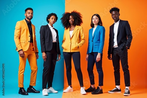 Vibrant Fashion Showcase: Students in Electronic Vocational Training Program Displaying Technical Expertise and Personal Style