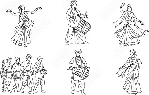 Indian classical dancers and musicians traditional clothing