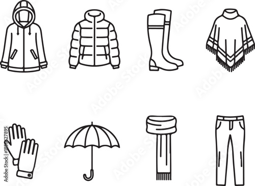 Winter clothing line hoodie puffer jacket boots poncho