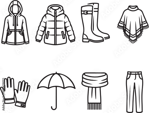 Winter clothing set hoodie puffer jacket boots poncho