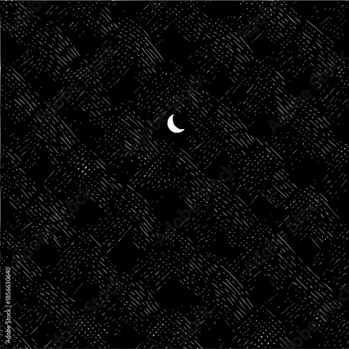 Night sky crescent moon illustration dark background celestial event astronomy moonlight lunar phase design graphic art