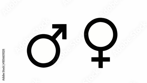 Male and Female Gender Symbols Isolated on White Background.