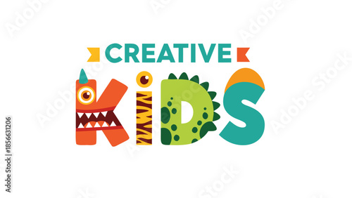 Creative Kids Vibrant and Playful Typography Featuring Monsters and Fun Design Elements